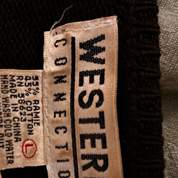 Vintage Western Connection sequined tassel black sweater size L - Picture 12 of 15